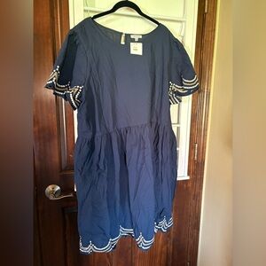 White Birch 2x NWT Short Sleeve Blue Dress